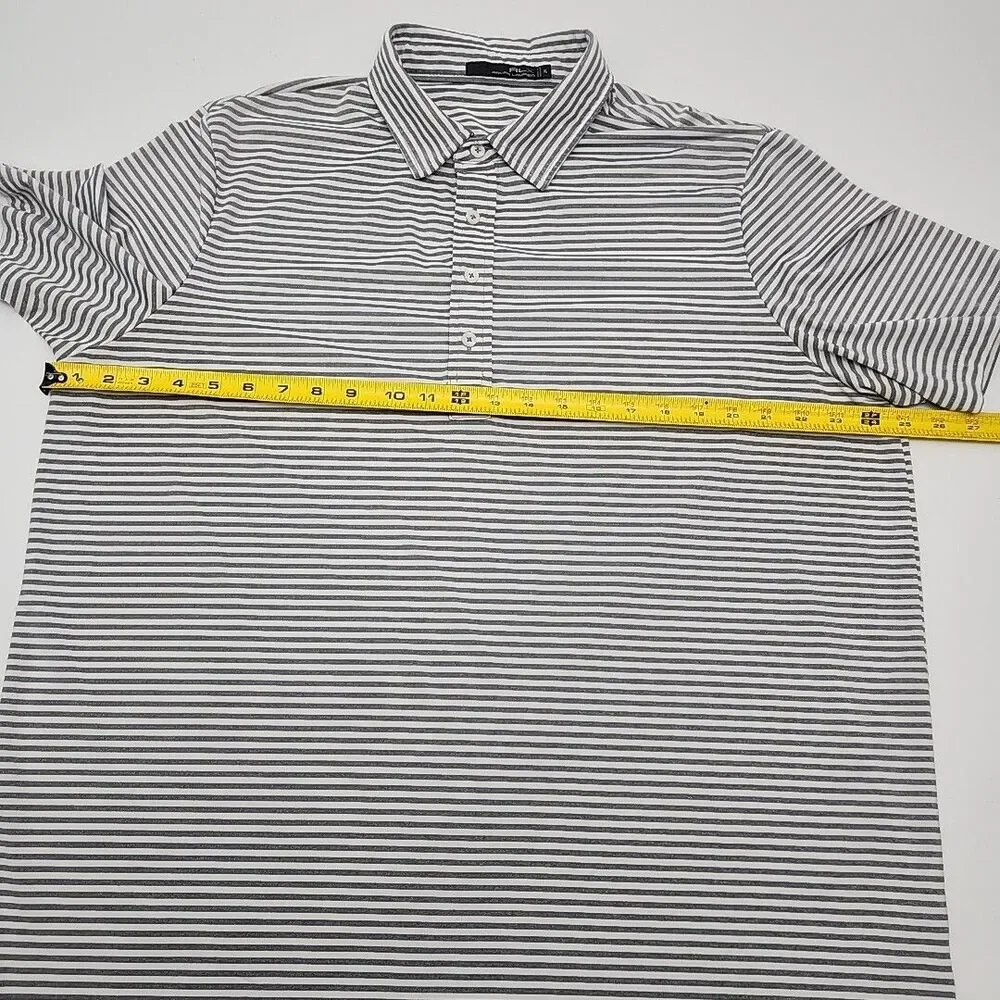 RLX Ralph Lauren Polo Golf Shirt Gray White Stripe Men Size XL Stretch